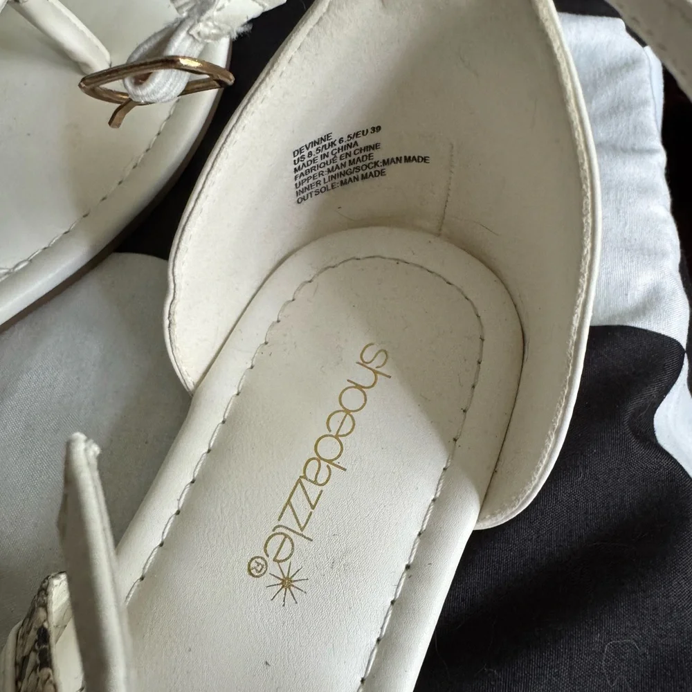 Shoe Dazzle Elegant White and Tan Sandals - Picture 2 of 2